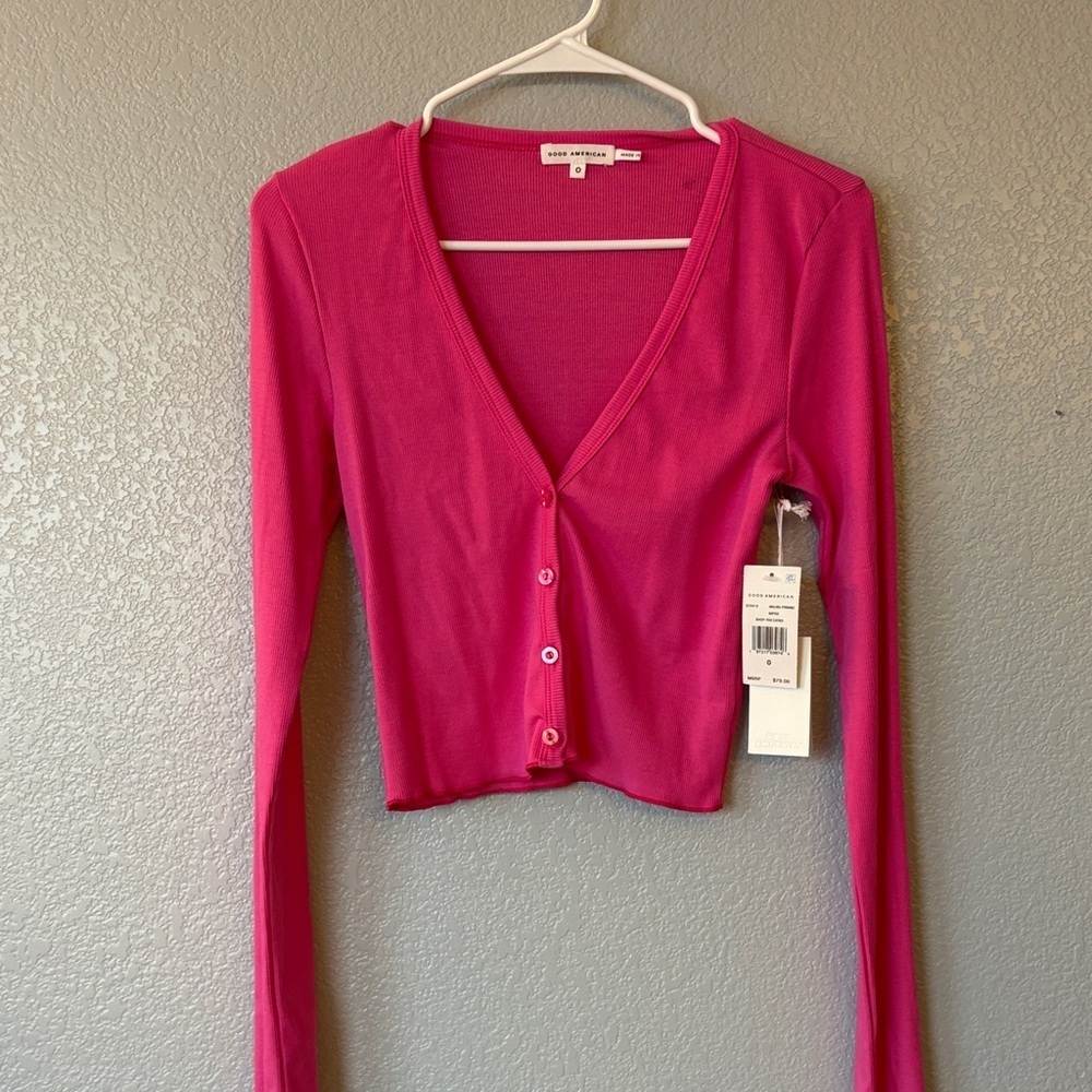 Good American Pink Button-Down Shirt
